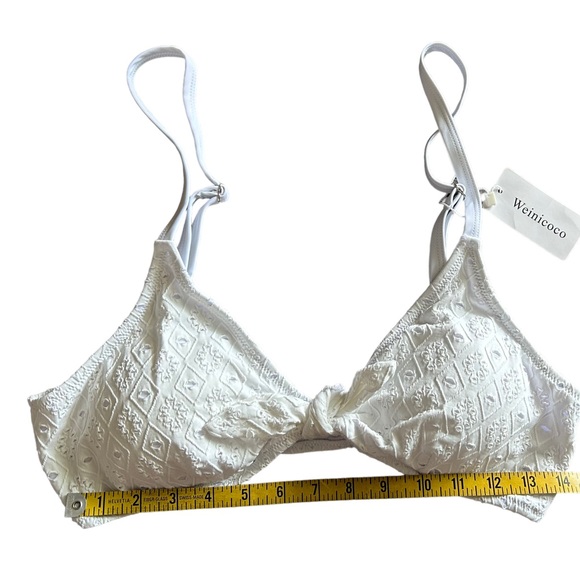 WEINICOCO boho white V Neck Tie Knot Bikini top swim cross back size XXL NWT - Picture 6 of 7